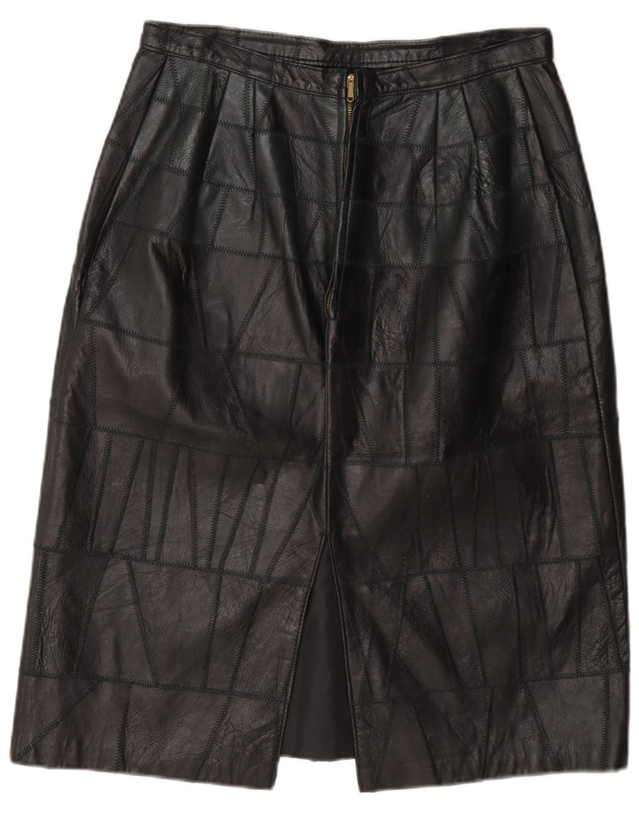 Gonna in pelle vintage da donna W28 piccola nera