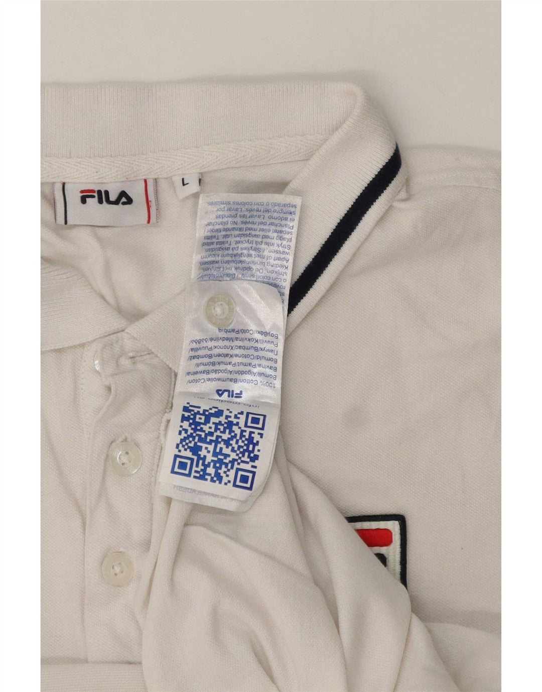 Polo da uomo Fila grande in cotone a righe bianche