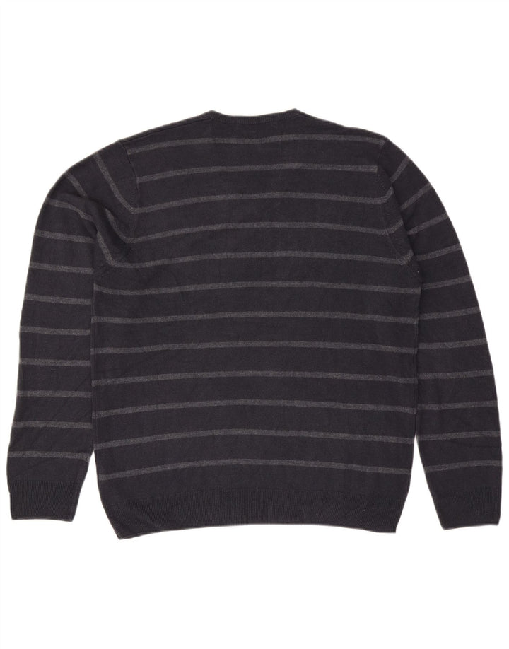Maglione da uomo con scollo a V Marks & Spencer, grande acrilico a strisce blu navy