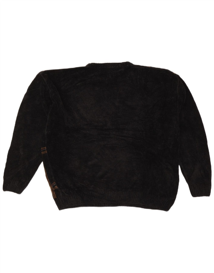 DOCKERS Maglione maglione girocollo da uomo XL nero a quadri in acrilico
