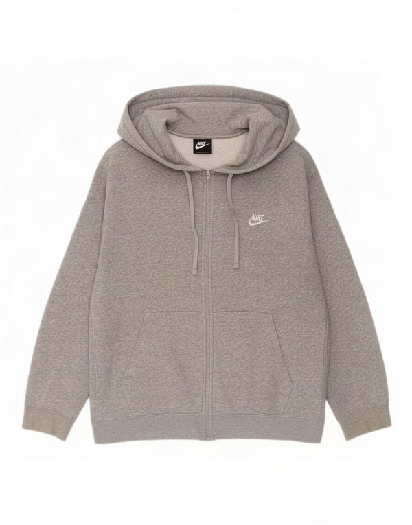 Felpa con cappuccio e zip Nike da uomo, grande, in cotone grigio