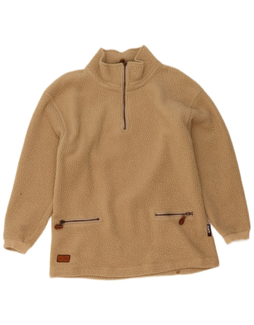 Fat Face Maglione in pile da uomo Polartec con zip e collo piccolo in poliestere beige