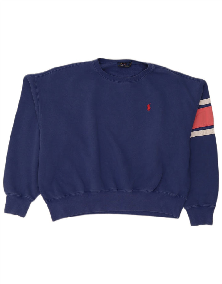 Polo Ralph Lauren Felpa grafica da donna Maglione UK 14 Blu medio