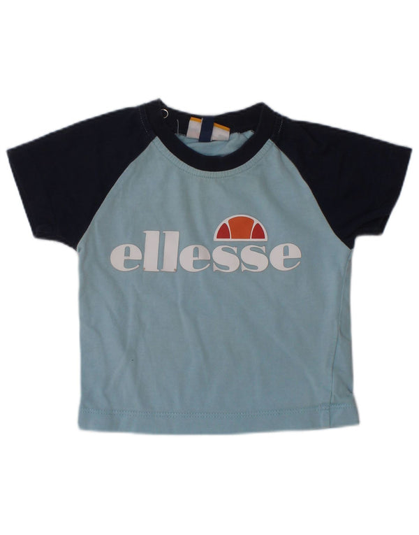 Maglietta grafica Ellesse per neonato, 3-6 mesi, in cotone color block blu