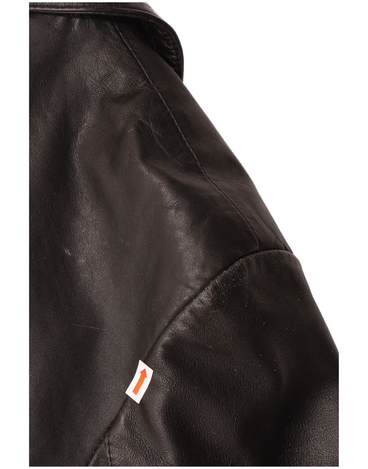 Giacca in pelle vintage da donna UK 16 grande in pelle nera