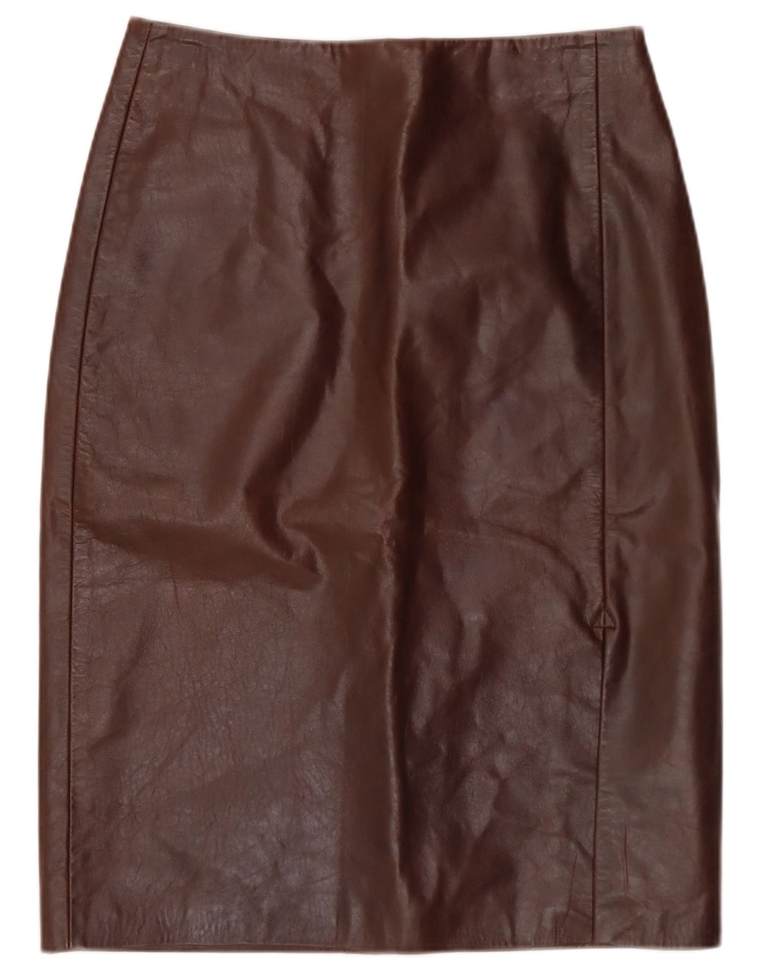 Gonna in pelle vintage da donna IT 40 piccola W28 in pelle marrone