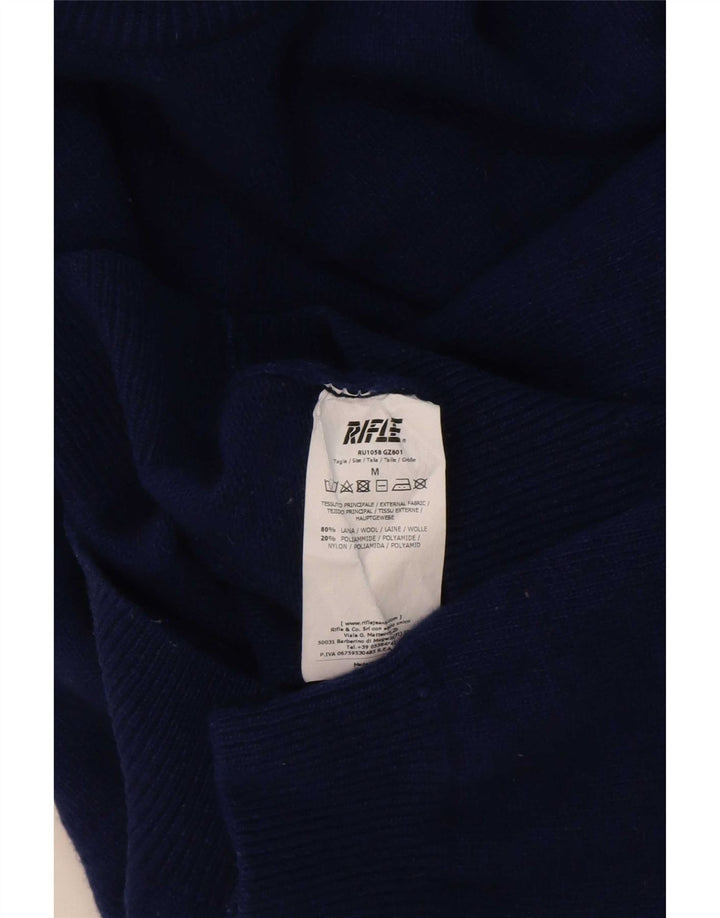 Maglione da uomo girocollo Rifle in lana blu medio
