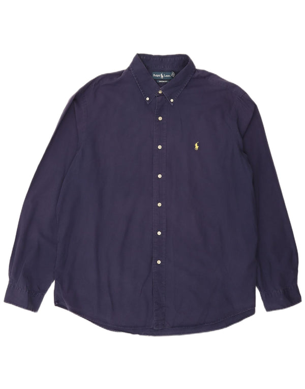 POLO RALPH LAUREN Camicia da uomo su misura 2XL Cotone blu navy