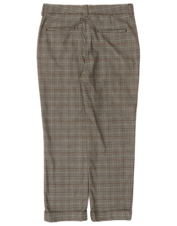 Pantaloni da abito dritti a vita alta da donna Zara EU 36 XS W26 L25 grigio a quadri
