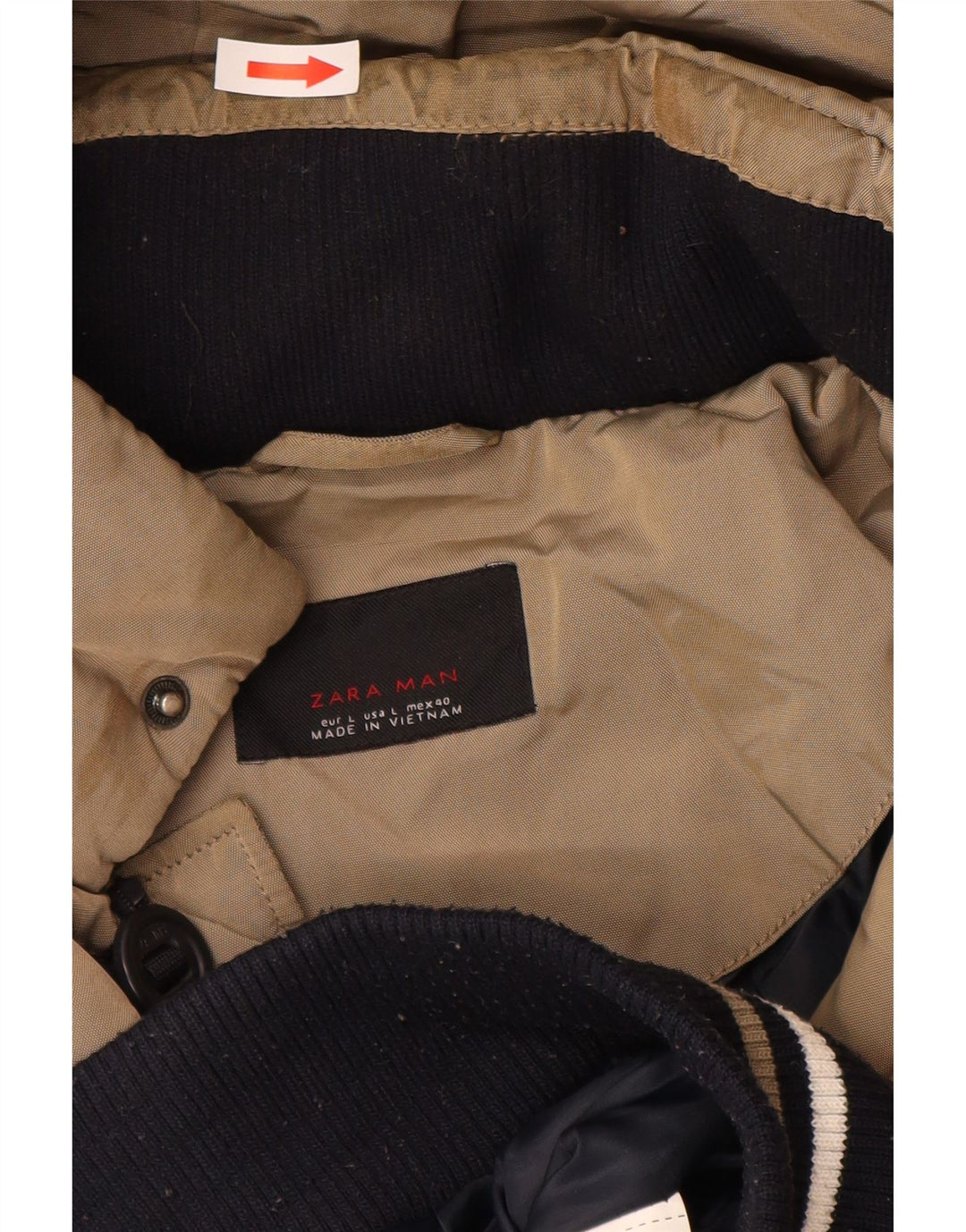 Giacca imbottita con cappuccio da uomo Zara UK 40 grande in nylon beige