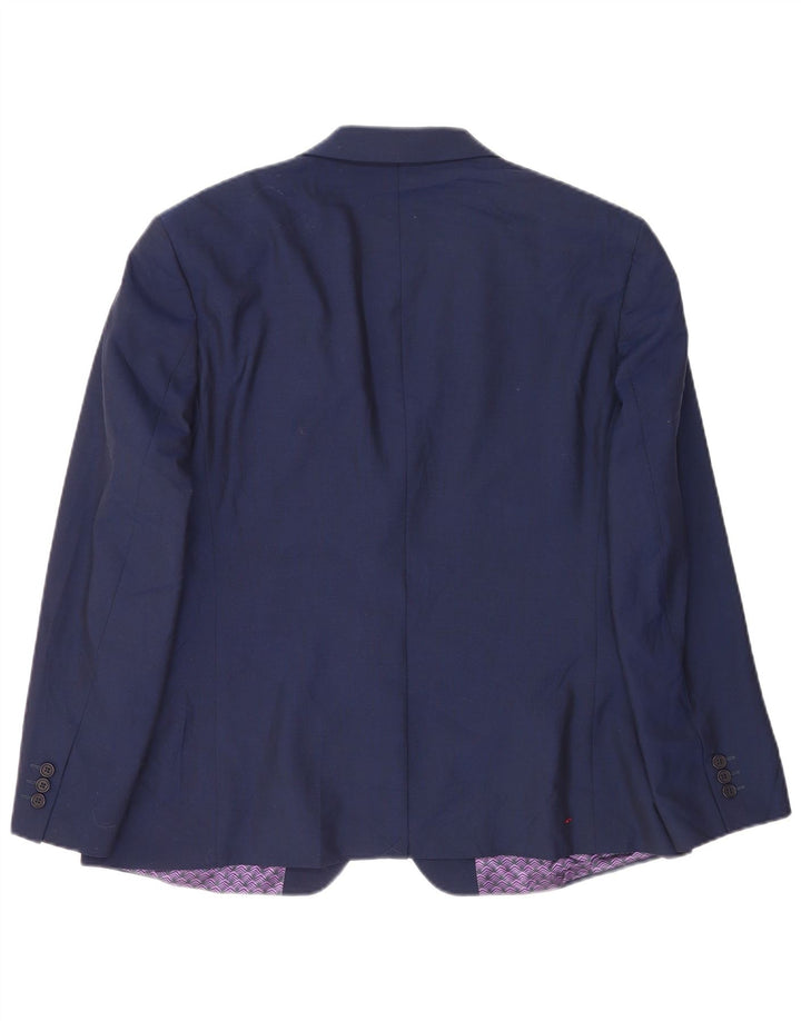 Giacca blazer da uomo a 2 bottoni Ted Baker UK 46 3XL Lana blu navy