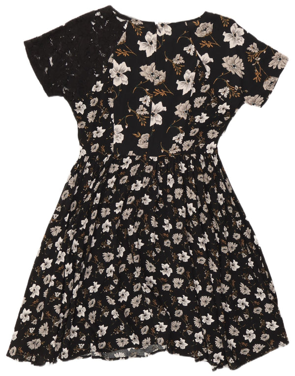 Abito a trapezio da donna French Connection UK 10 Piccolo viscosa floreale nera