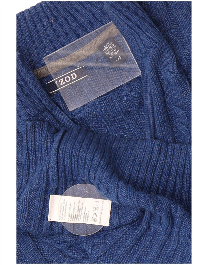 Maglione da uomo con zip e collo Izod, grande, in cotone blu