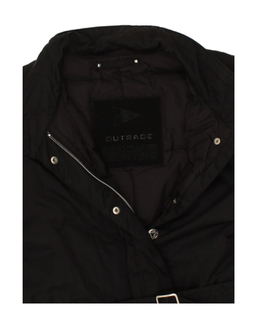 VINTAGE Womens Windbreaker Coat UK 14 Medium Black Cotton Vintage Vintage and Second-Hand Vintage from Messina Hembry 