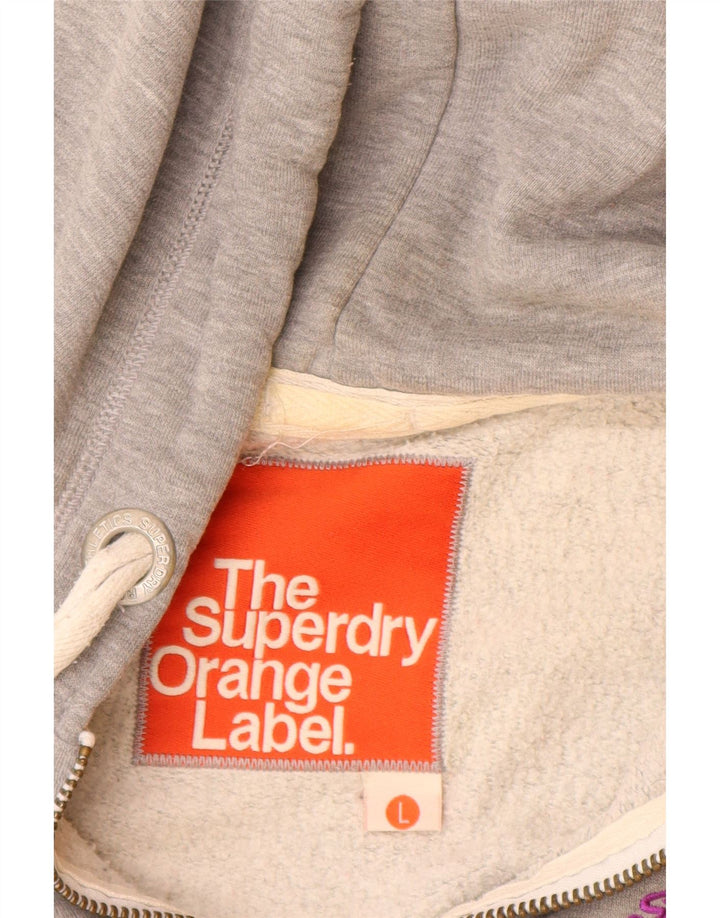 Maglione con cappuccio e zip da donna Superdry UK 14 Large Grigio Poliestere