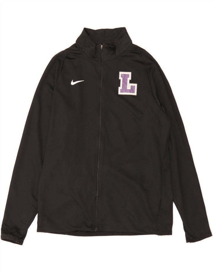 NIKE Mens Dri Fit Graphic Tracksuit Top Jacket Medium Black Polyester Vintage Nike and Second-Hand Nike from Messina Hembry 