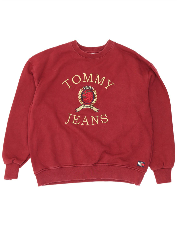 Felpa grafica da uomo Tommy Hilfiger Jumper XL Maroon Cotton