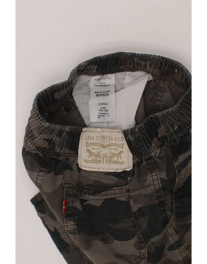 LEVI'S Boys Cargo Shorts 7-8 Years W24 Grey Camouflage Cotton Vintage Levi's and Second-Hand Levi's from Messina Hembry 