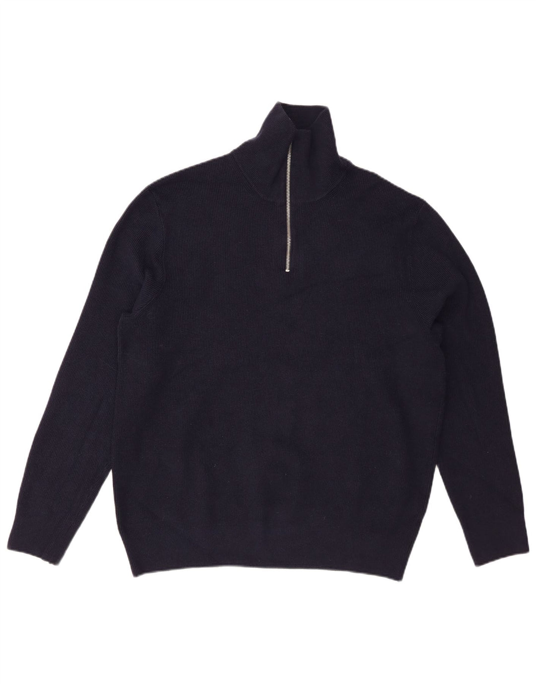 Maglione da uomo Marks & Spencer con zip e collo XL in cotone blu navy