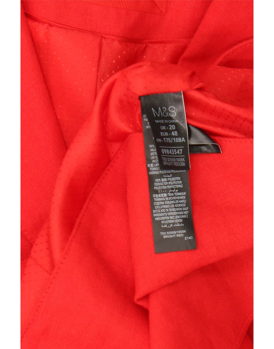 Marks & Spencer Giacca blazer a 3 bottoni da donna UK 20 2XL Lino rosso