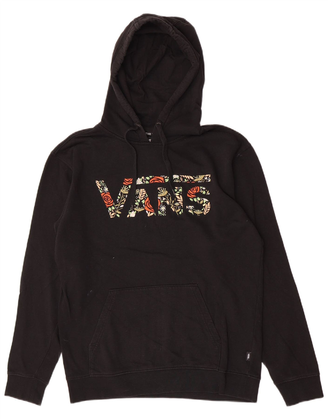Felpa con cappuccio grafica da uomo Vans, cotone medio nero