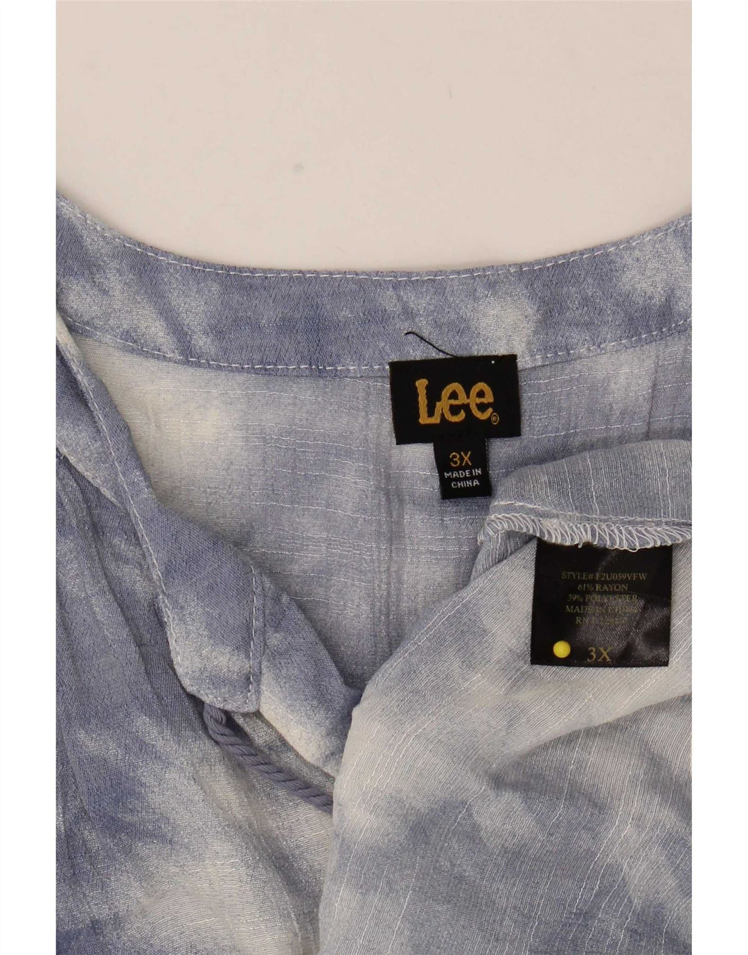 Camicetta oversize senza maniche da donna Lee UK 22 3XL Blu Tie Dye Rayon