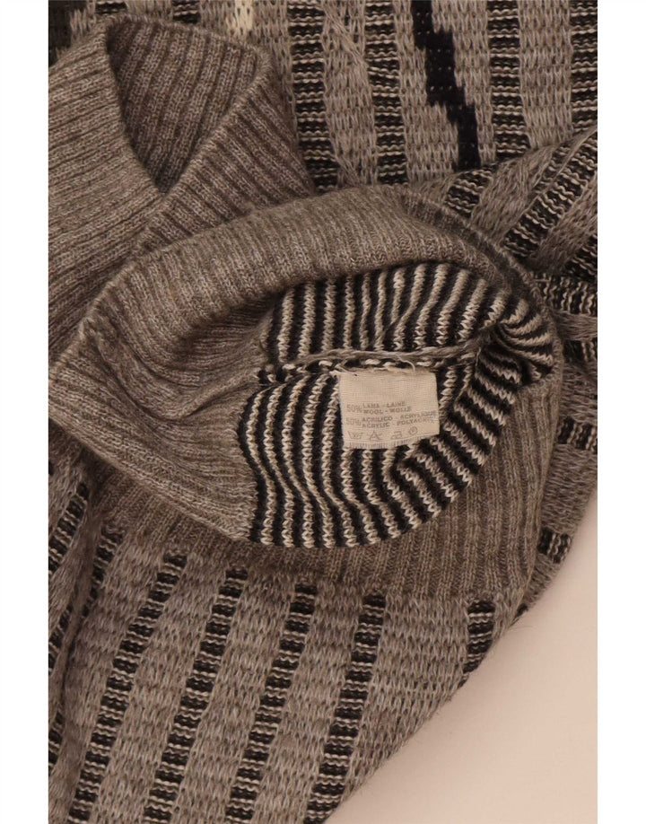 Maglione da uomo a collo alto Mapier in lana a righe grigio medio