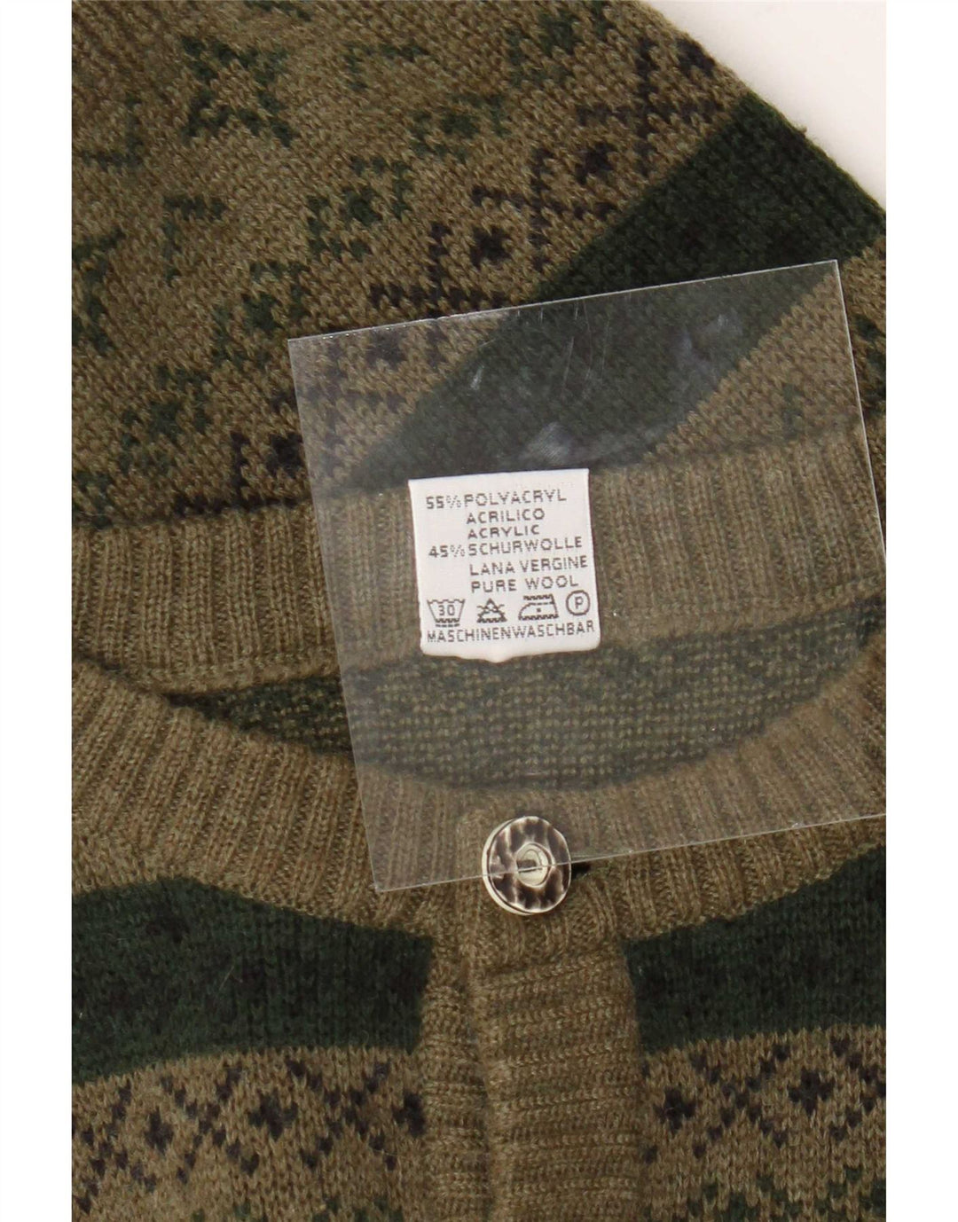 Maglione cardigan da uomo St. Peter Trachten medio kaki Fair Isle acrilico