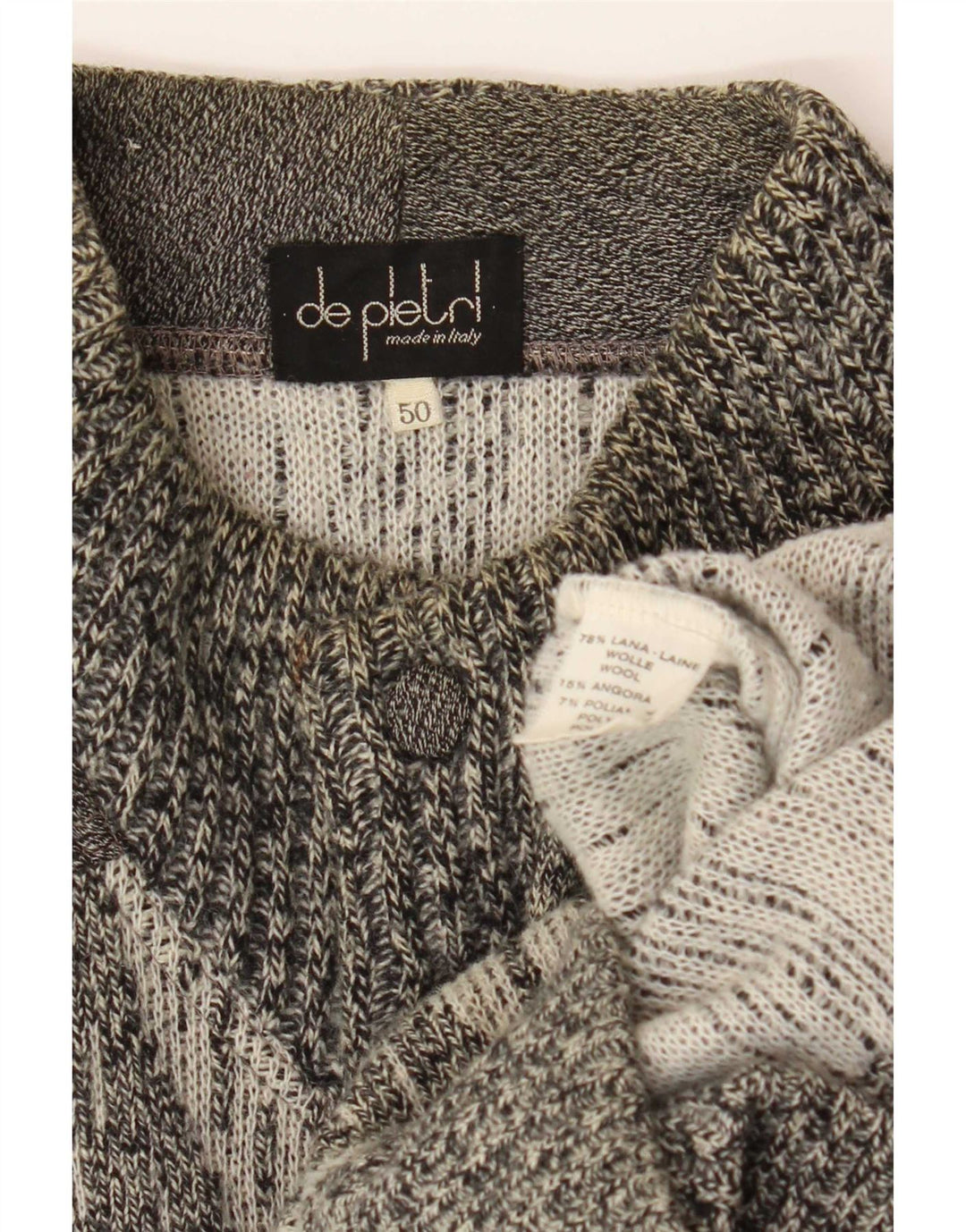 Maglione cardigan da uomo De Pletrl IT 50 Lana Chevron grigio medio
