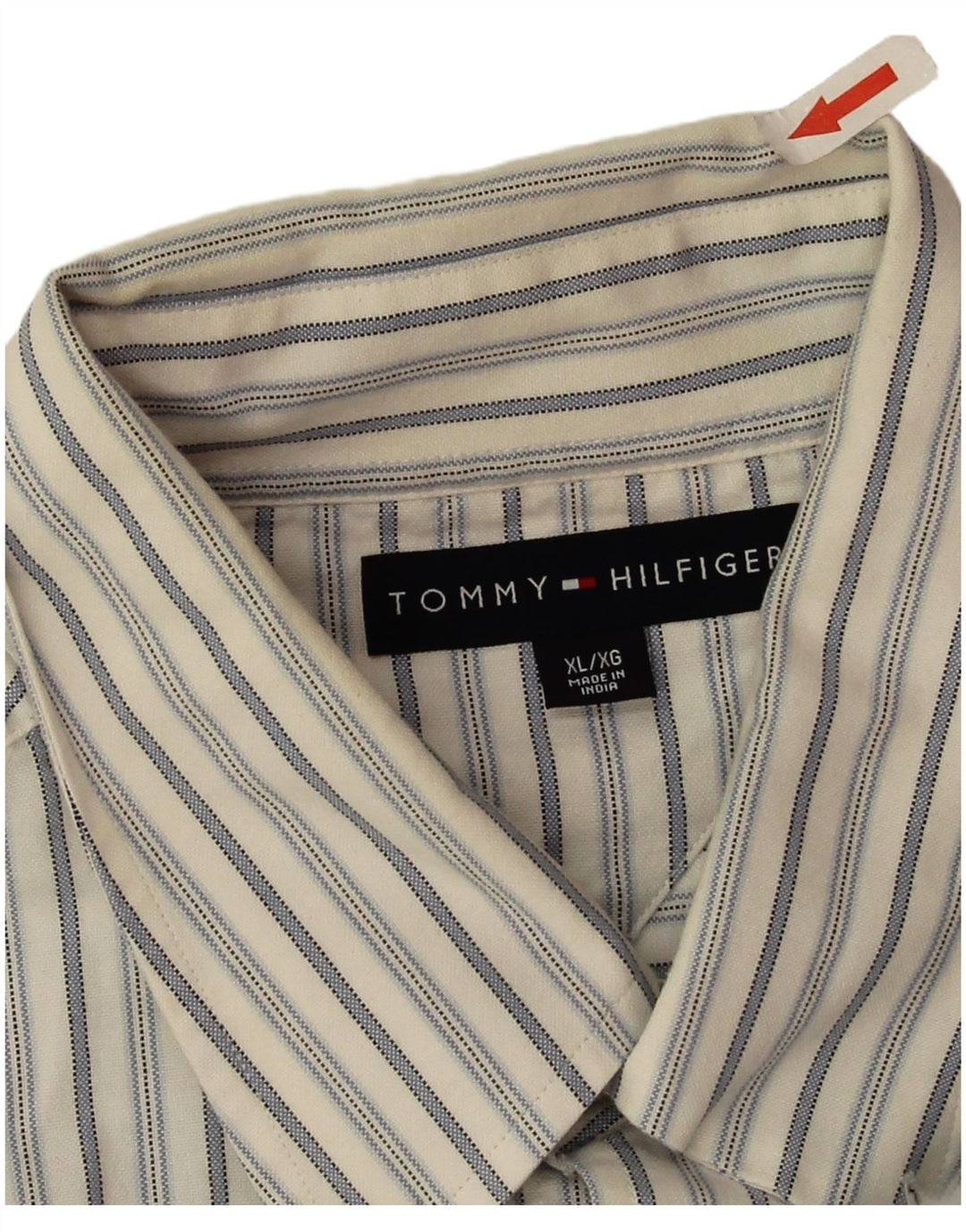 Camicia da uomo Tommy Hilfiger XL in cotone a righe bianche