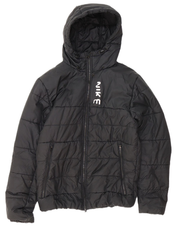 Giacca imbottita con cappuccio Nike Therma-Fit da uomo UK 38 medio poliestere nero