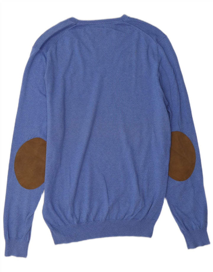 Maglione da uomo con scollo a V Massimo Dutti in cotone blu medio