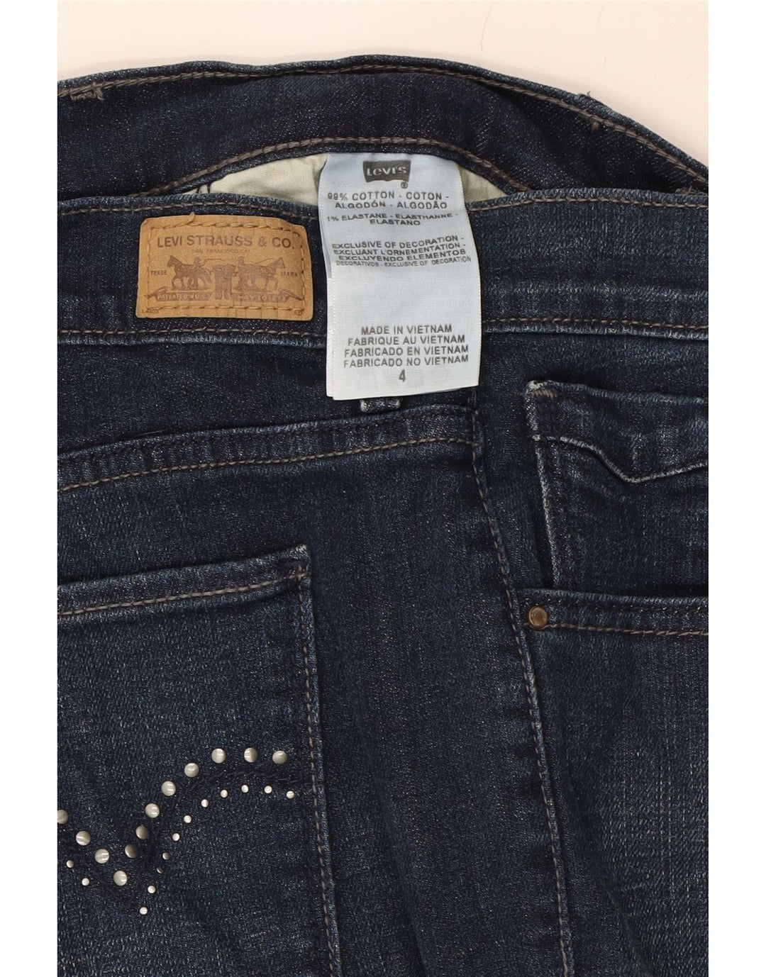 LEVI'S Womens Denim Shorts US 4 Small W28  Navy Blue Cotton Vintage Levi's and Second-Hand Levi's from Messina Hembry 