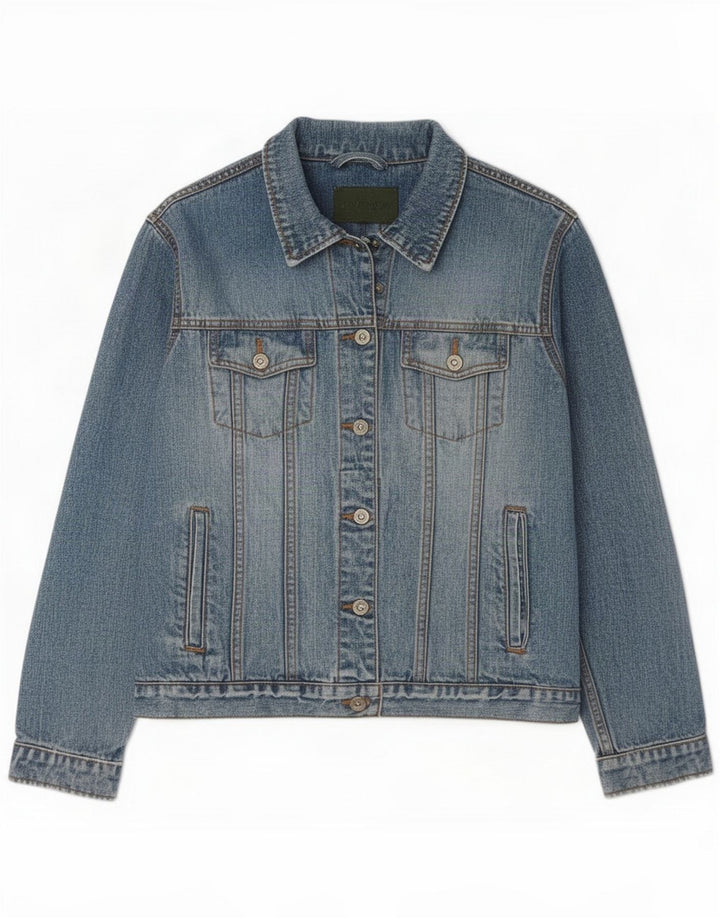 Eddie Bauer Giacca di jeans da donna UK 14 Blu medio Cotone