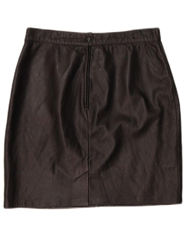 Mini gonna in pelle vintage da donna W30 media nera