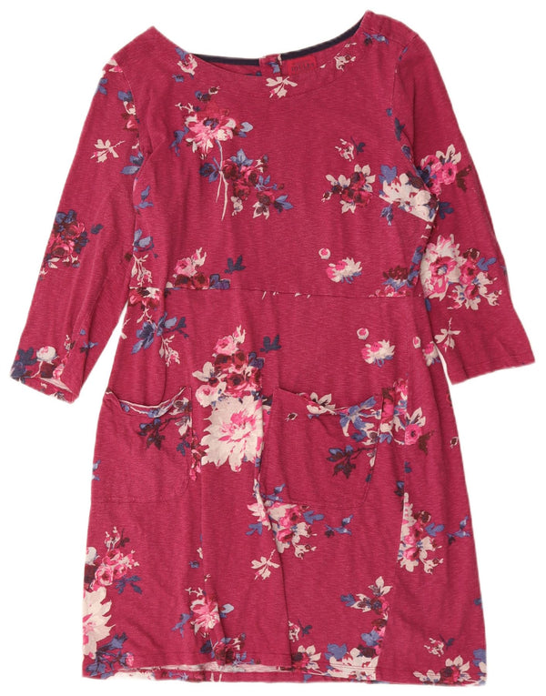 Abito tubino con maniche a 3/4 da donna Joules UK 14 Grande cotone floreale rosa