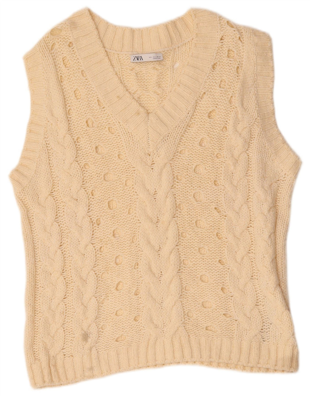 Canotta oversize da donna Zara UK 16 grande in acrilico bianco sporco