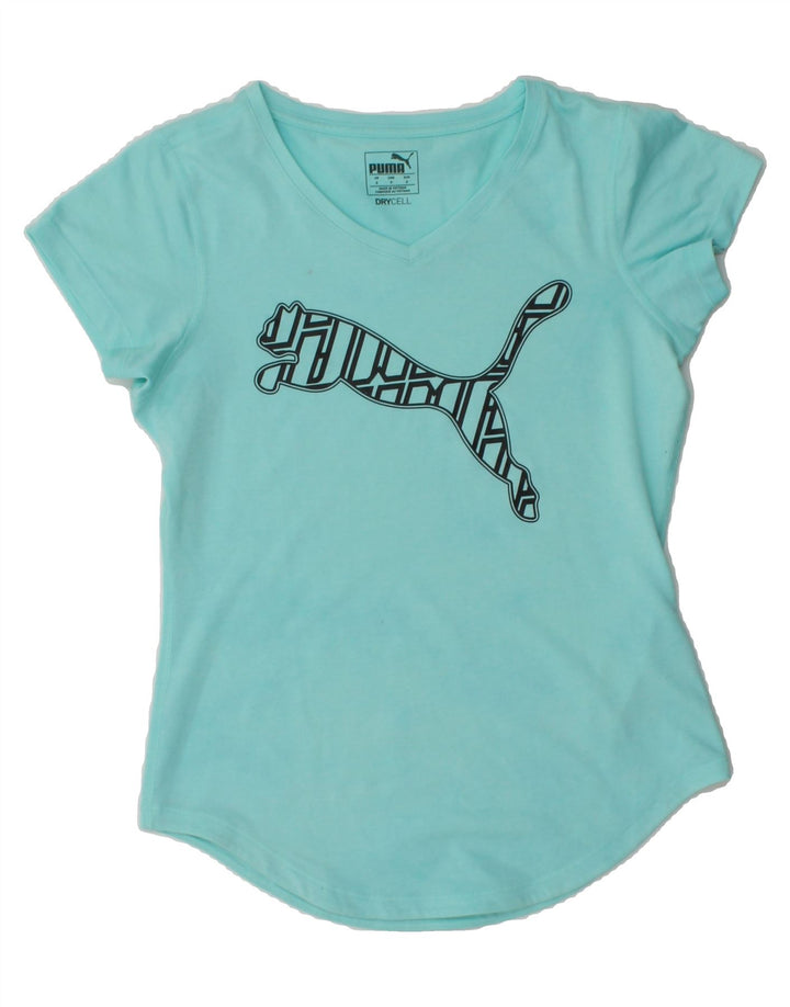 PUMA Womens Graphic T-Shirt Top UK 10 Small Blue Vintage Puma and Second-Hand Puma from Messina Hembry 