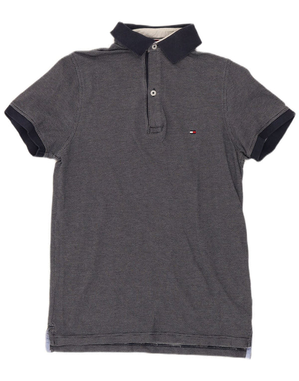Polo slim fit da uomo Tommy Hilfiger XS in cotone maculato blu navy