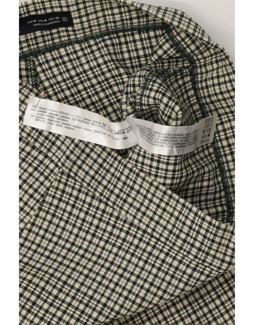 Pantaloni casual a vita alta da donna Zara medi W28 L27 a quadretti multicolore