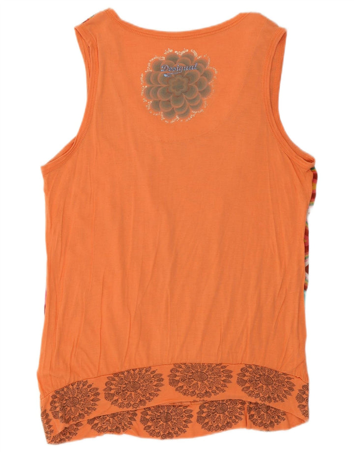 Desigual Gilet grafico da donna Top UK 14 Arancione medio floreale