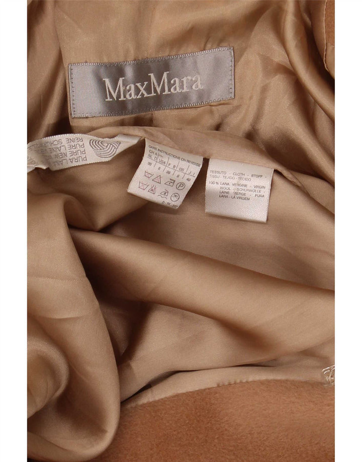 Cappotto doppiopetto oversize da donna Max Mara UK 8 piccolo in lana beige