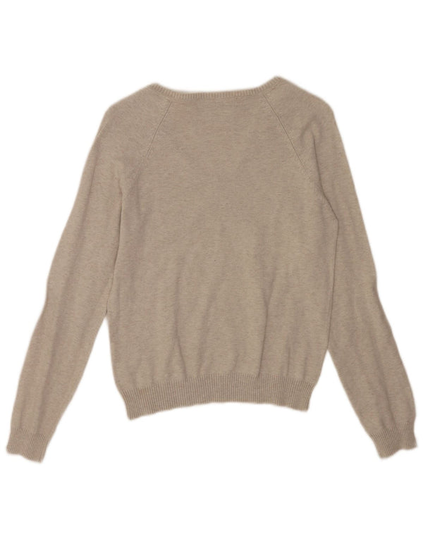 Maglione corto con scollo a V da donna Zara UK 14 grande cotone grigio