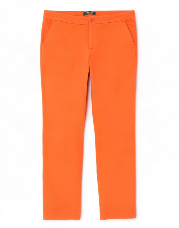 Pantaloni chino slim da donna Ralph Lauren US 6 medi W30 L28 cotone arancione