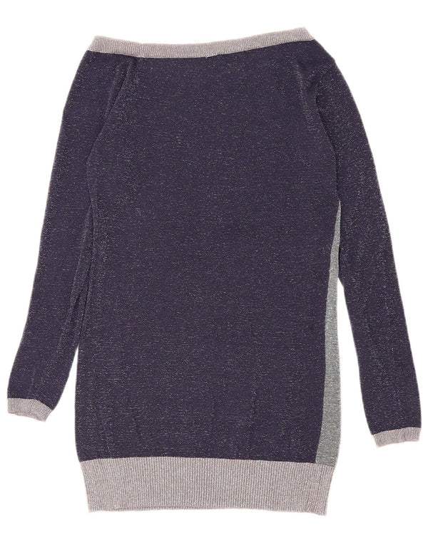 LIU JO Womens Boat Neck Jumper Sweater UK 10 Small Navy Blue Colourblock