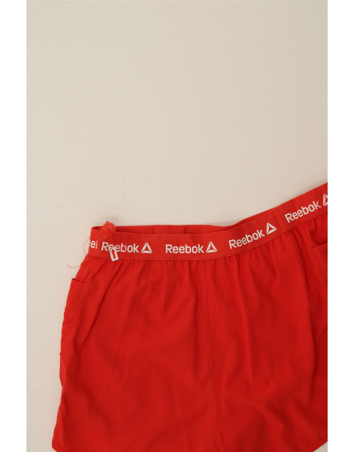 REEBOK Womens Graphic Sport Shorts UK 14 Large  Red Polyester Vintage Reebok and Second-Hand Reebok from Messina Hembry 