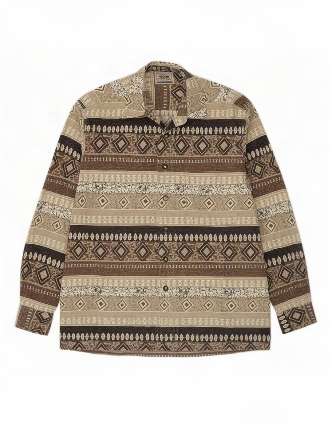 Georgio Piacente Camicia Uomo Large Beige Geometrica