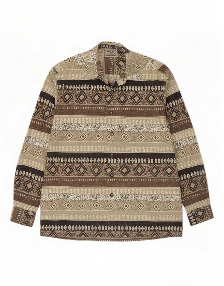 Georgio Piacente Camicia Uomo Large Beige Geometrica