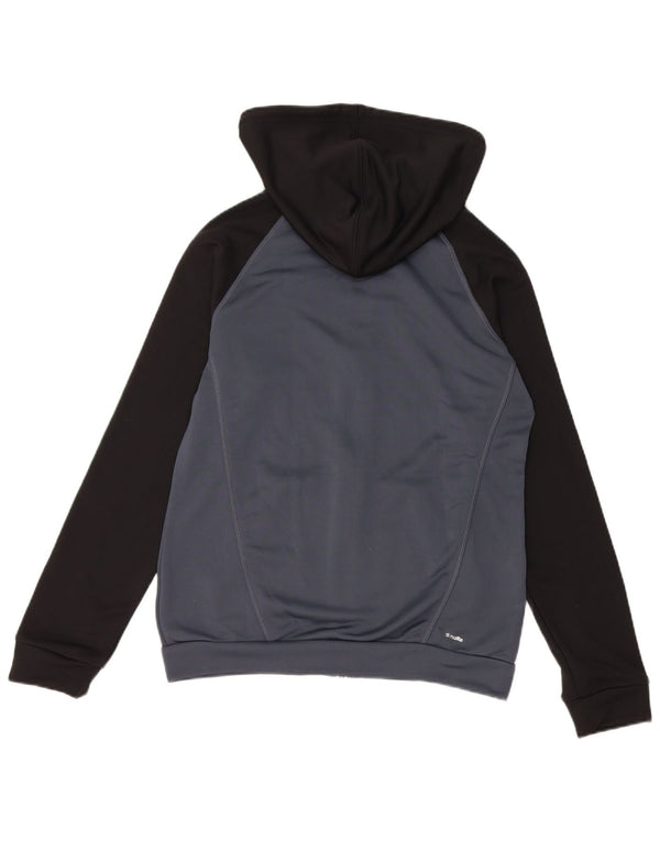 Felpa con cappuccio e zip da donna Adidas UK 12/14 Sport a blocchi di colore grigio medio
