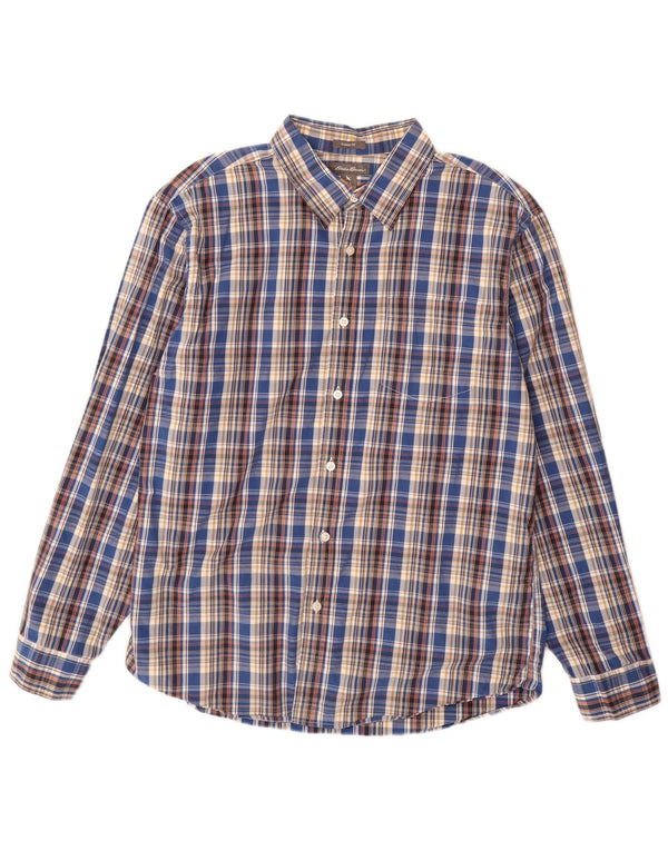 Camicia da uomo Classic Fit di Eddie Bauer, cotone a quadri blu di grandi dimensioni